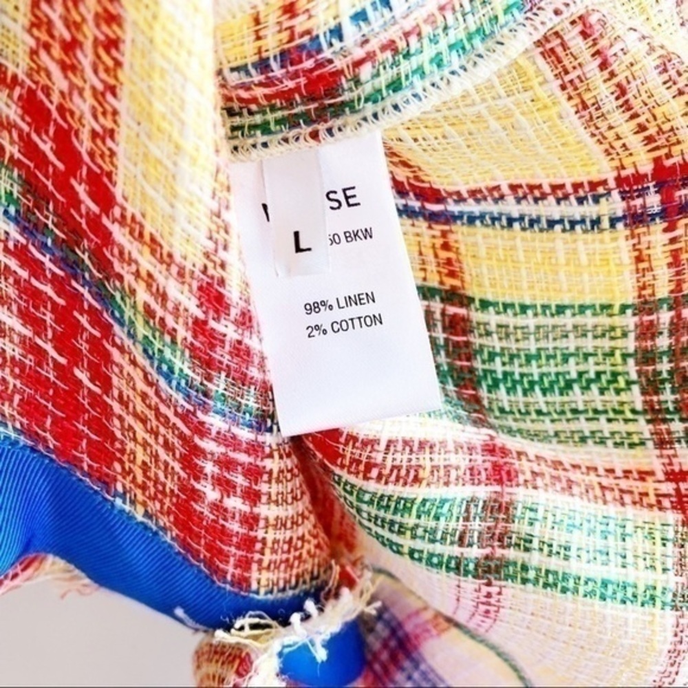 Monse Plaid Boxy Basket Weave Havana Shirt Button Down Top NWT Large Linen Blend - Picture 12 of 15